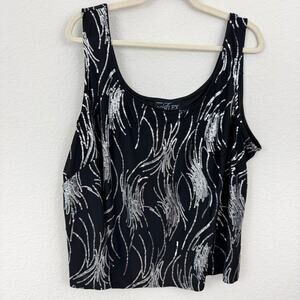 Alex Evenings Women Size 3X Sleeveless Blouse Tank Size 3X Sequins Evening Black